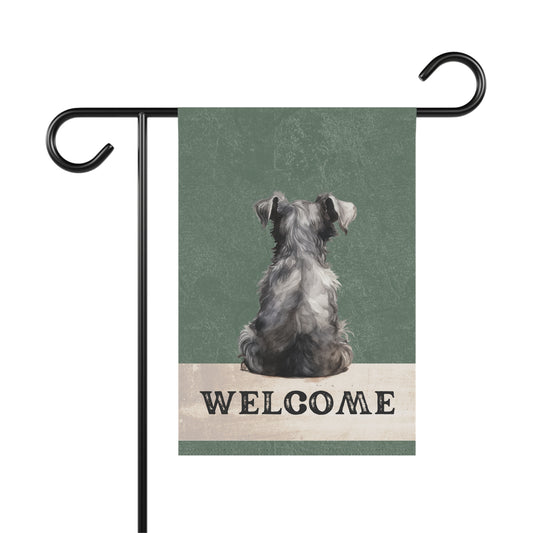 Miniature Schnauzer Welcome 2-Sided Garden & House Flag/Banner