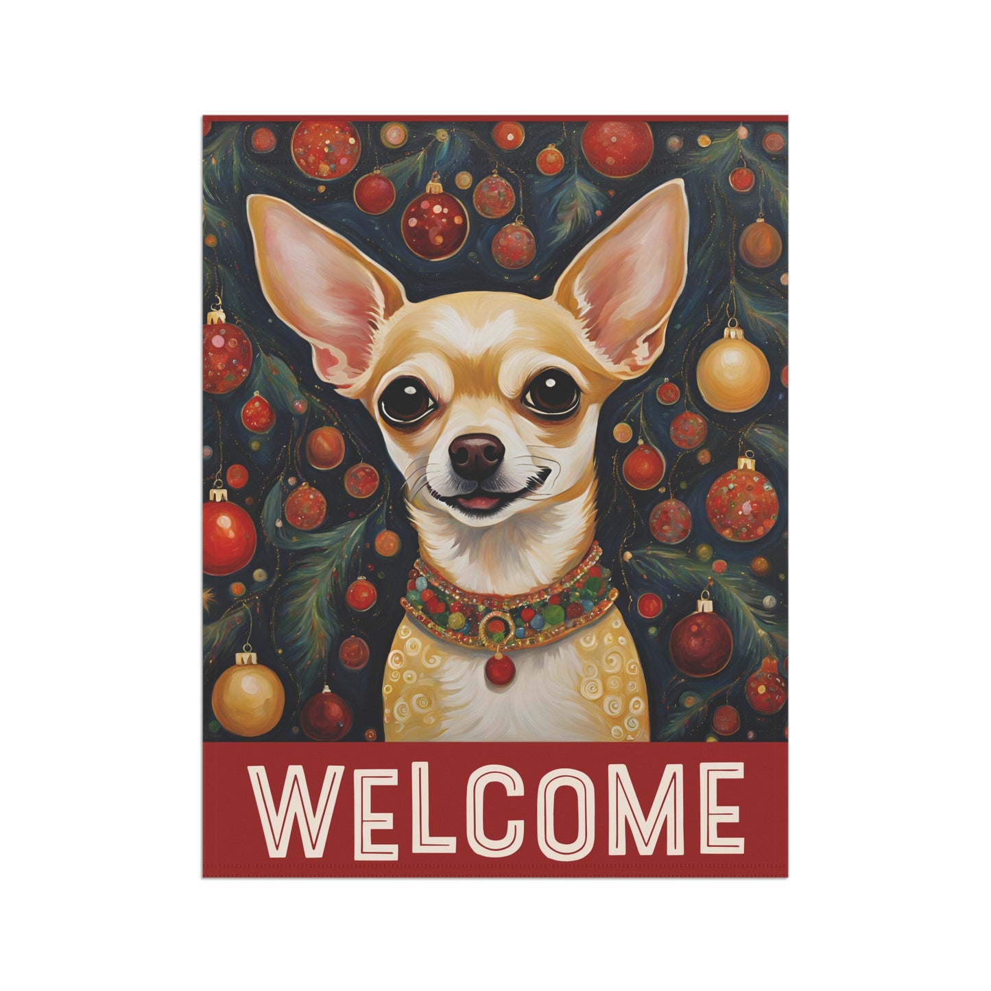 Chihuahua Christmas Welcome 2-Sided Garden & House Flag/Banner