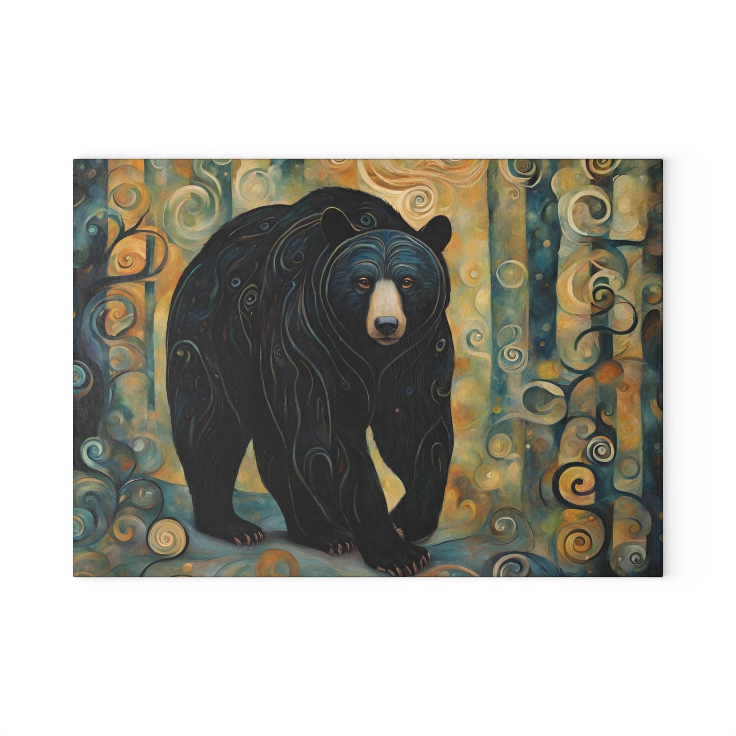 Mountain Forest Black Bear Tempered Glass Cutting Board