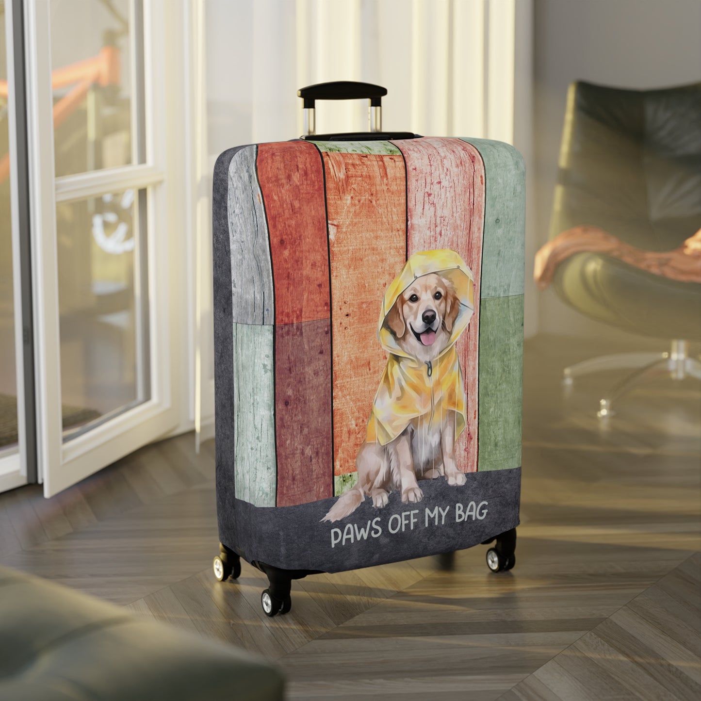 Golden Retriever in Raincoat Paws Off My Bag Luggage Cover