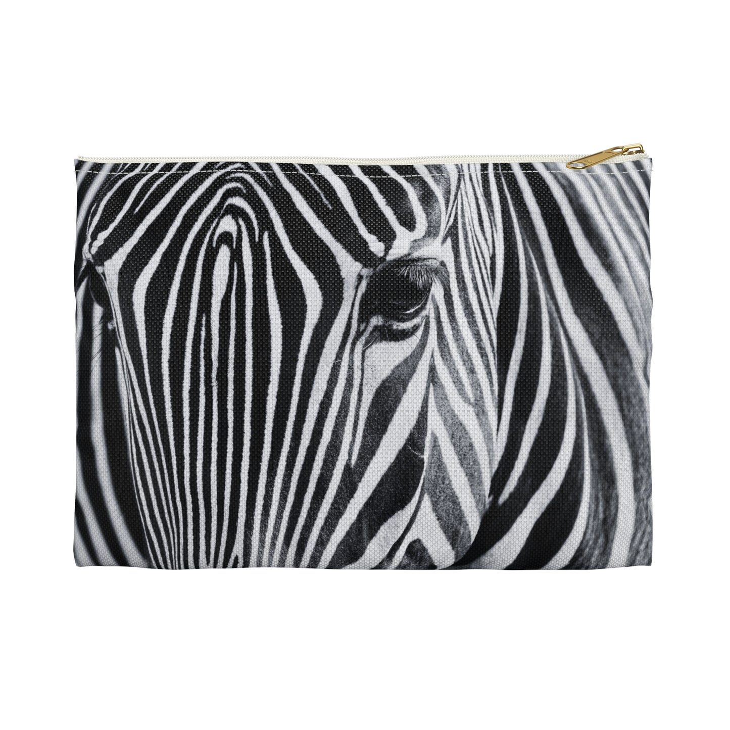 Zebra Closeup Black & White Journal Pencil Makeup Zipper Accessory Pouch