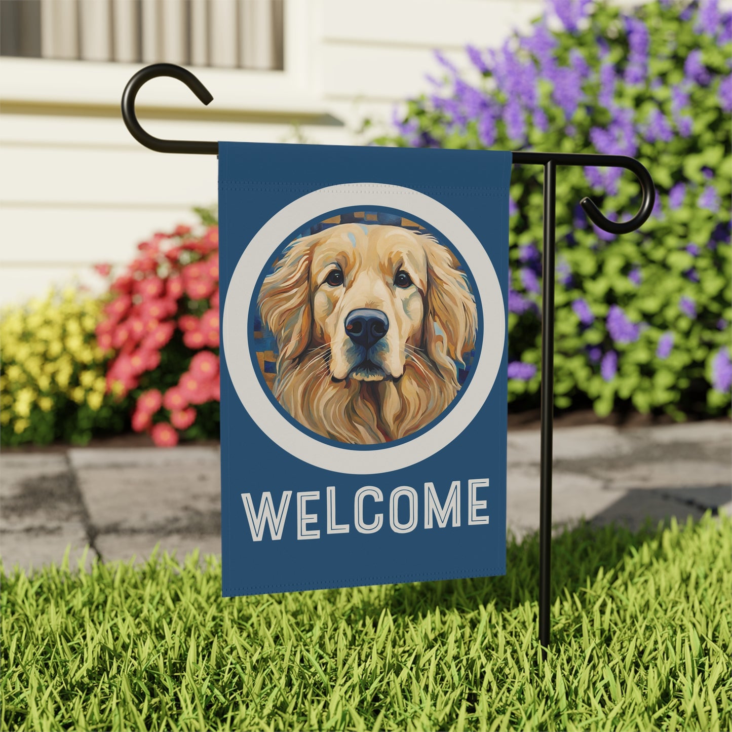 Golden Retriever Welcome 2-Sided Garden & House Flag/Banner