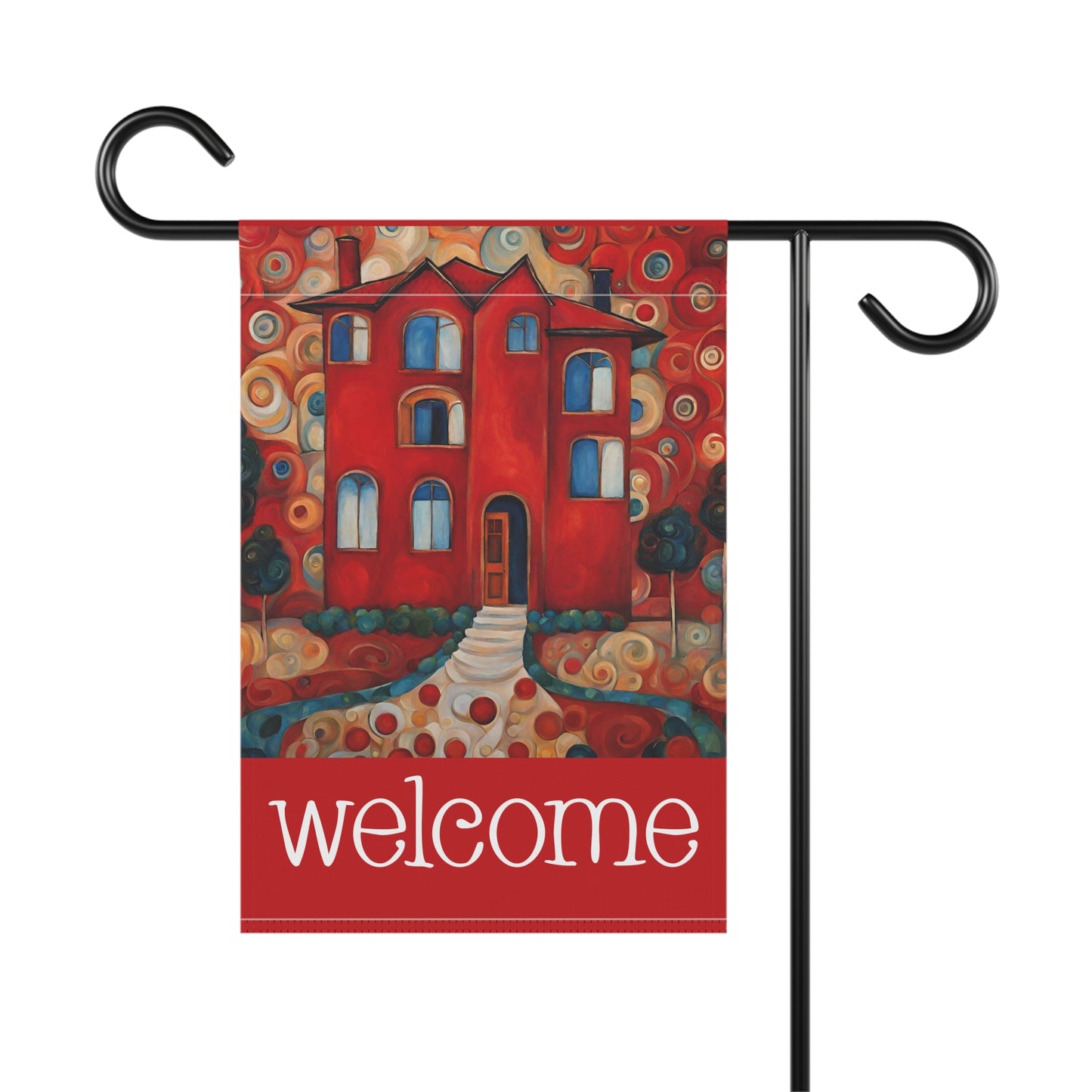 Red House Welcome 2-Sided Garden & House Flag/Banner