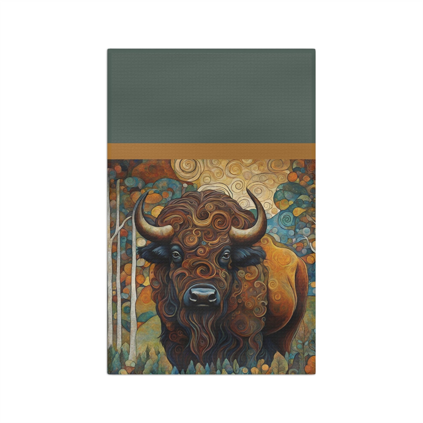 Mountain Forest Bison Microfiber Tea Towel