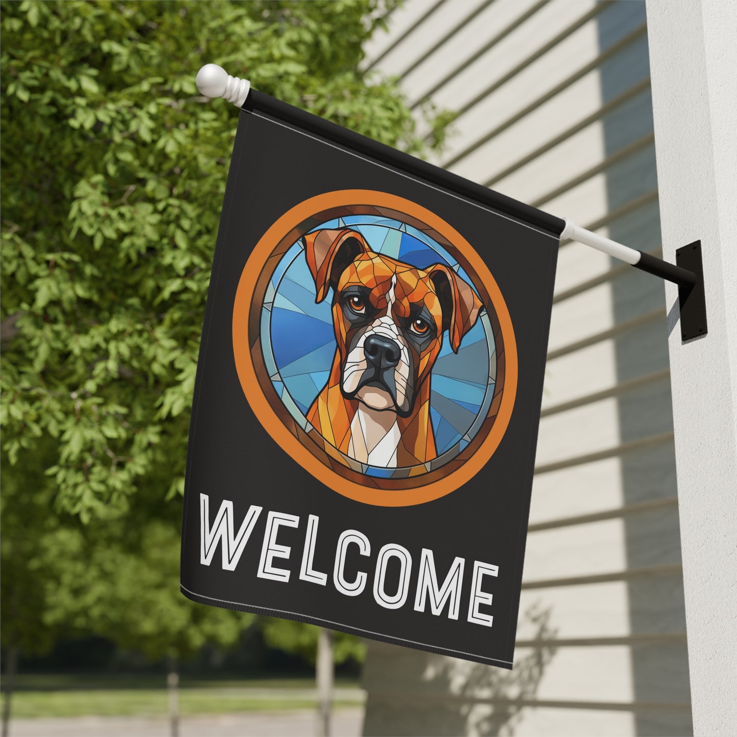 Boxer Welcome 2-Sided Garden & House Flag/Banner