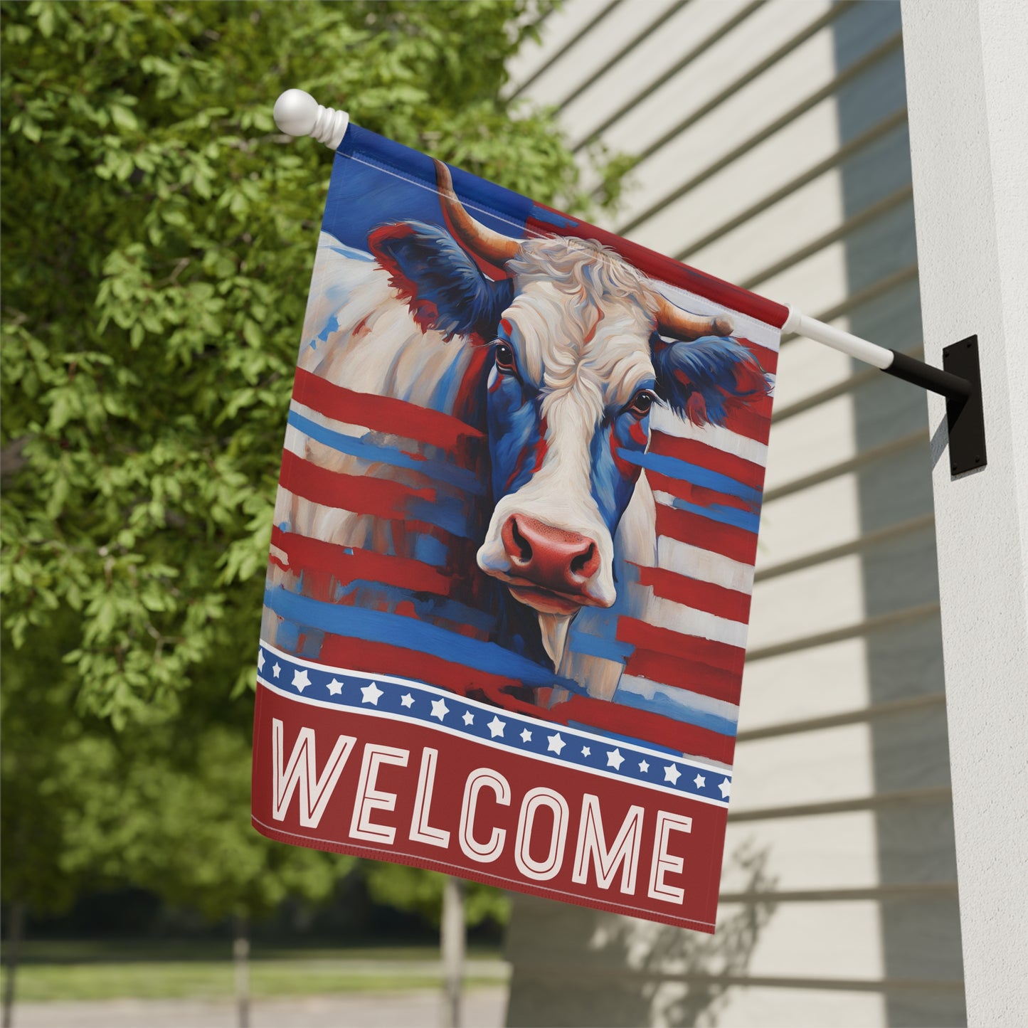 All American Cow Welcome 2-Sided Garden & House Flag/Banner