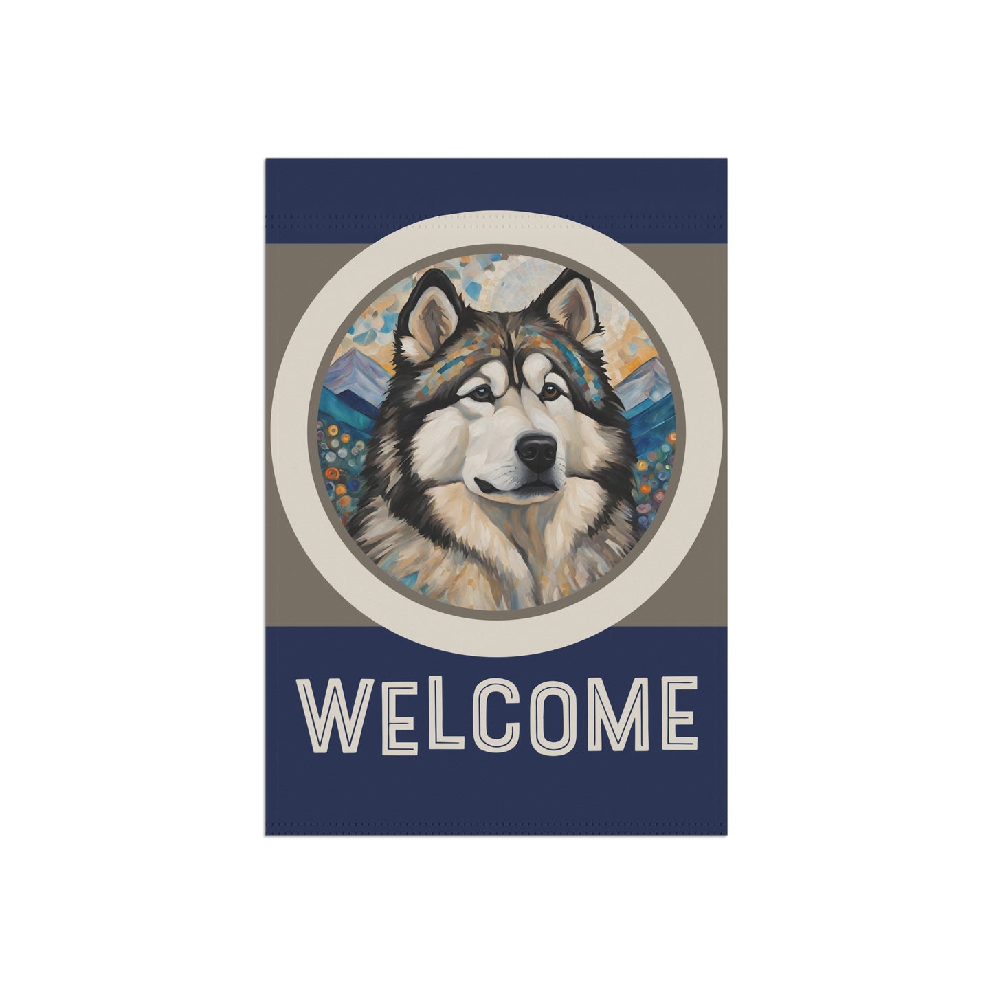 Alaskan Malamute Welcome 2-Sided Garden & House Flag/Banner