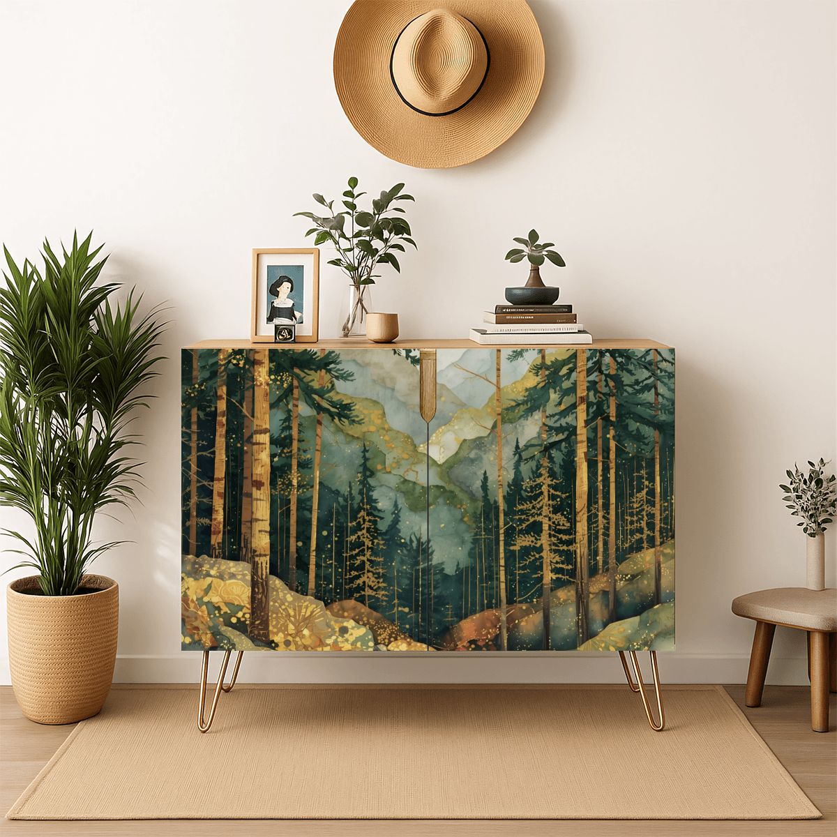 Mountain Forest Art Wooden Storage Cabinet (Made in USA)
