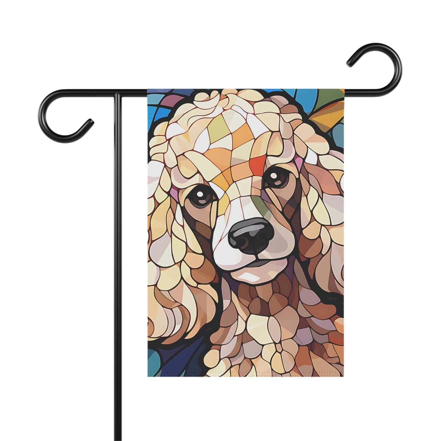 Poodle Face Stained Glass Look 2-Sided Garden & House Flag/Banner