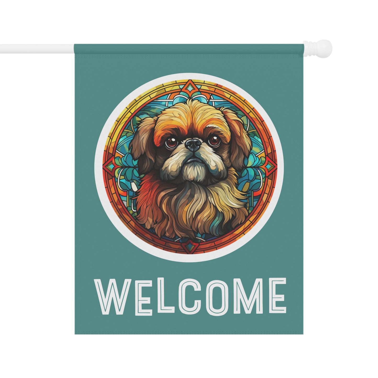 Pekingese Welcome 2-Sided Garden & House Flag/Banner