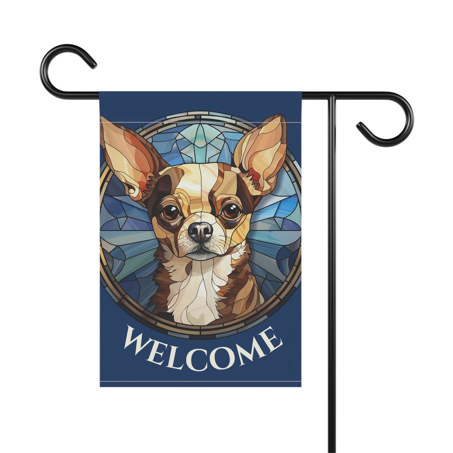 Chihuahua Welcome on Blue 2-Sided Garden & House Flag/Banner