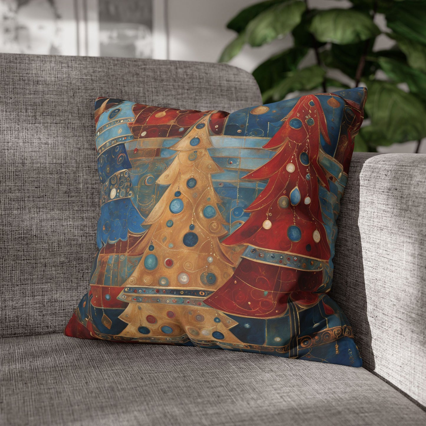 Americana Christmas Square Poly Canvas Pillowcase