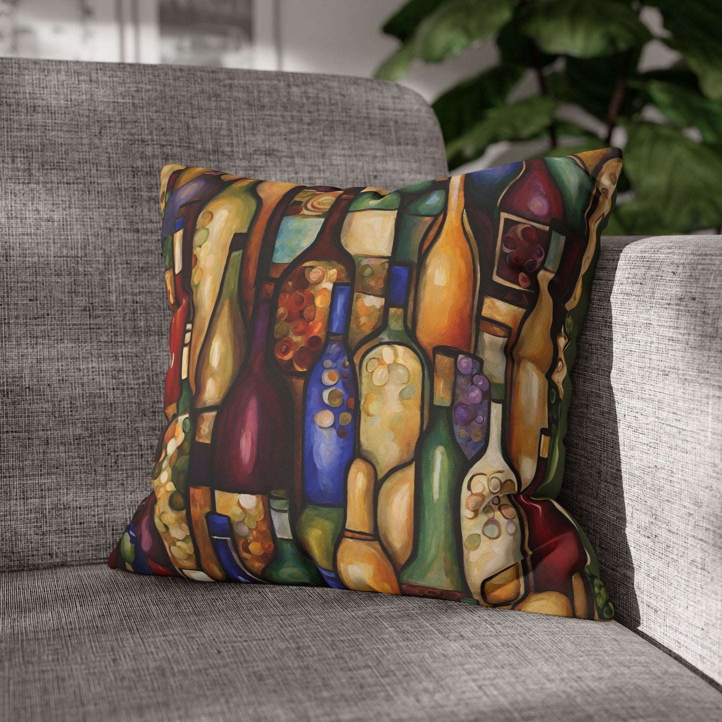 Vino Abstract Square Poly Canvas Pillowcase