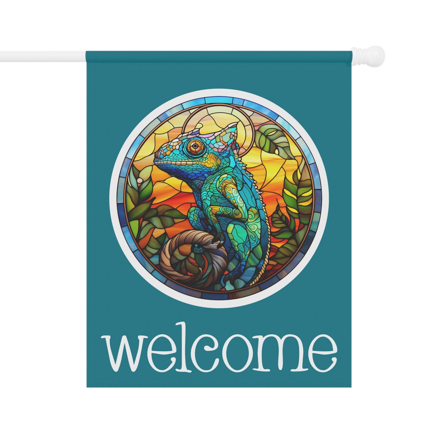 Chameleon Welcome 2-Sided  Garden & House Flag/Banner