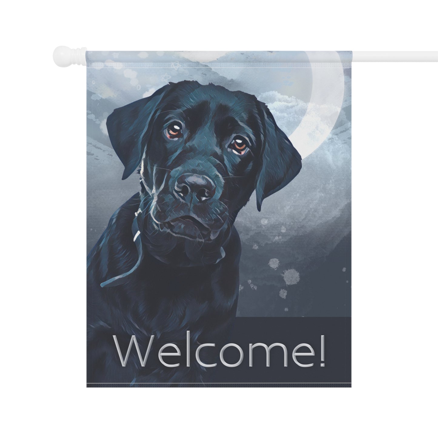 Black Labrador Welcome 2-Sided Garden & House Flag/Banner