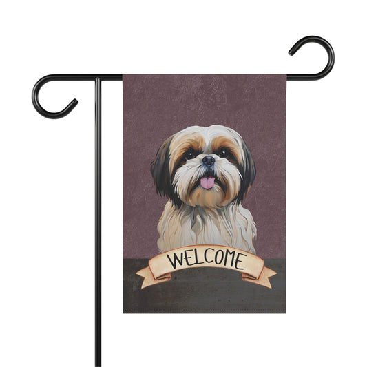 Shih Tzu Welcome 2-Sided Garden & House Flag/Banner