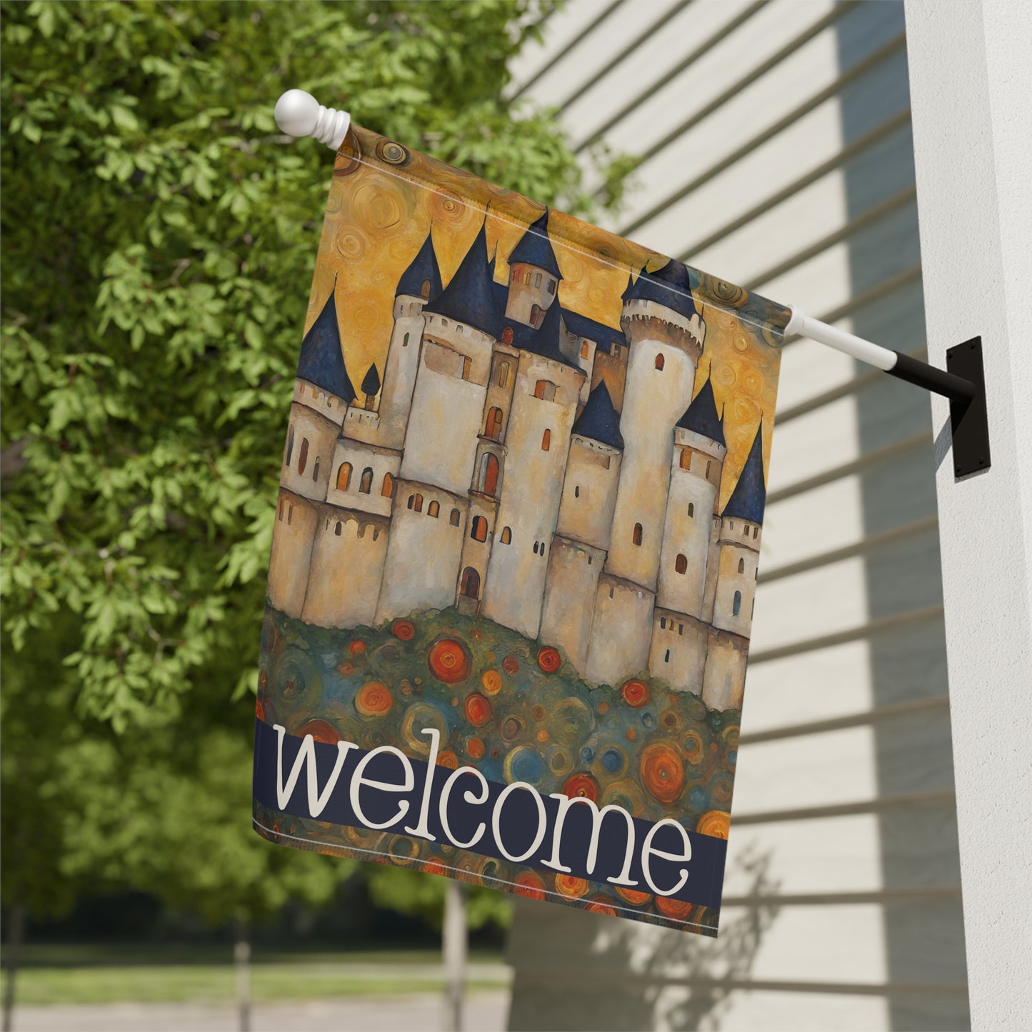 Castle on the Hill Welcome 2-Sided Garden & House Flag/Banner