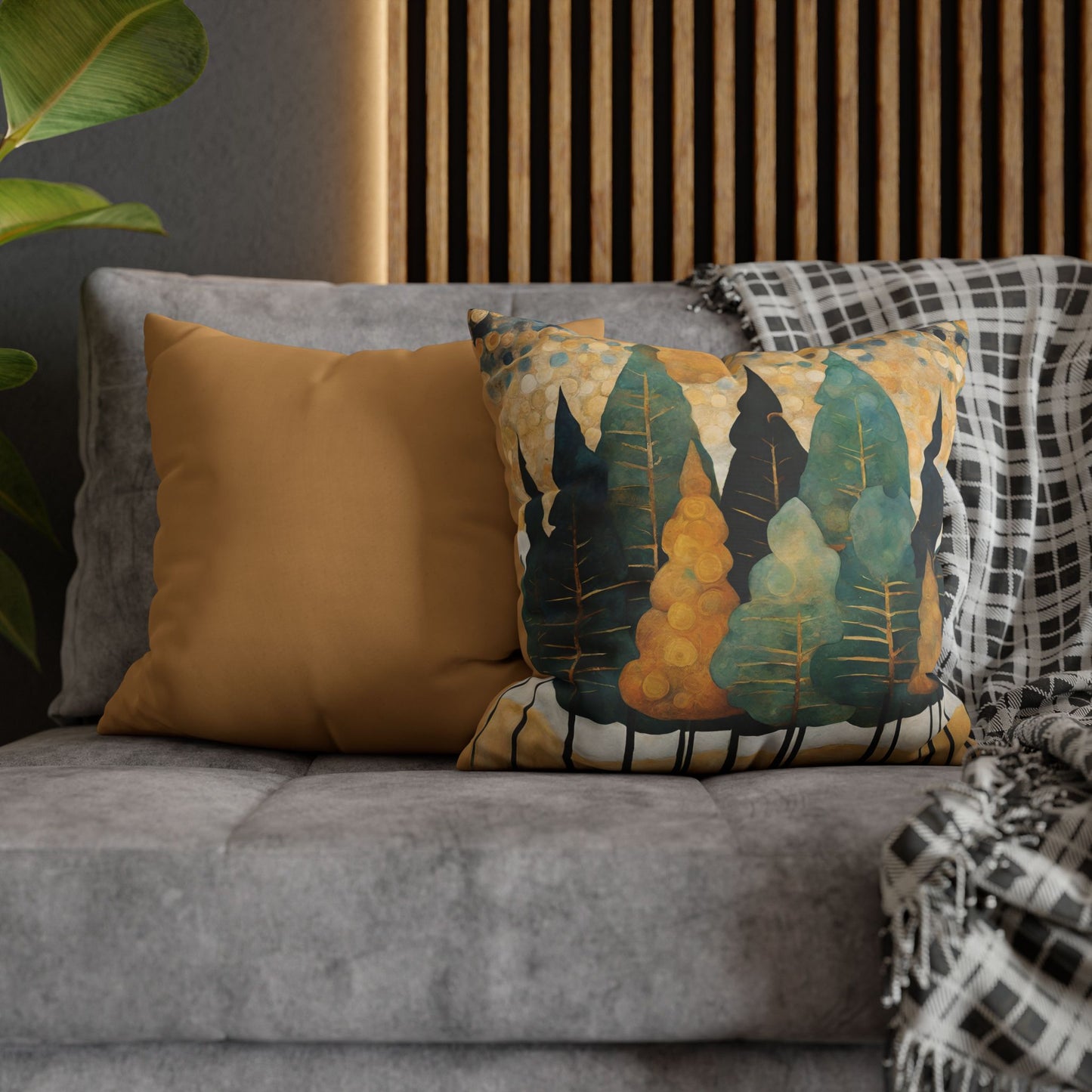 Pine Trees Square Poly Canvas Pillowcase