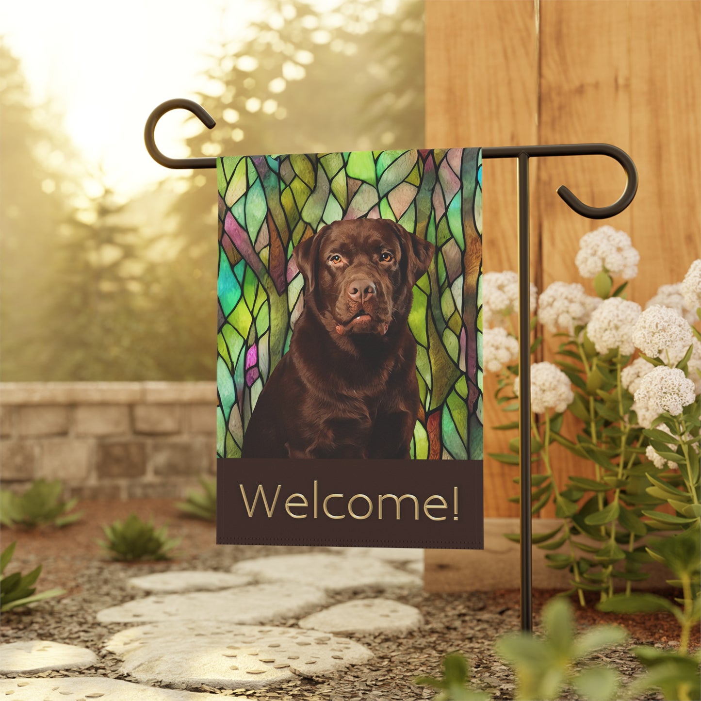 Chocolate Labrador Welcome 2-Sided Garden & House Flag/Banner