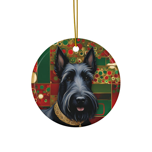 Scottie Dog Christmas 3" Ceramic Ornaments, 2-Side Print, (1pc, 10pcs)