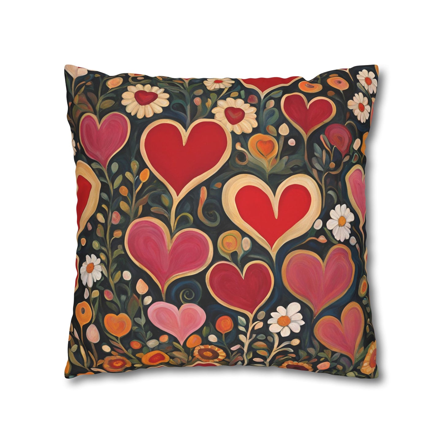 Heart Garden Square Poly Canvas Pillowcase