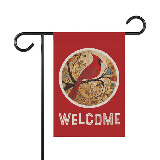 Red Cardinal Welcome 2-Sided Garden & House Flag/Banner