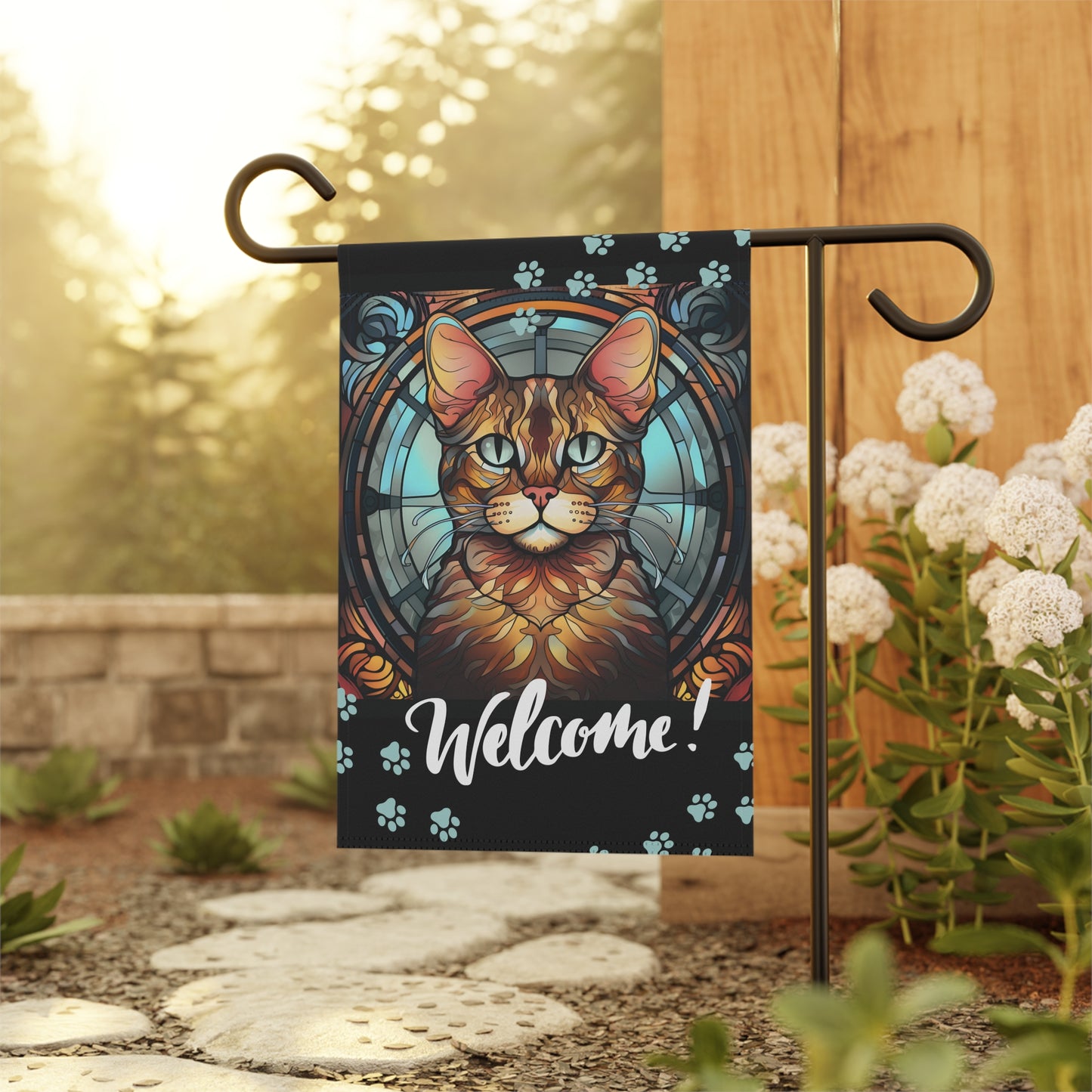 Bengal Welcome Stained Glass Look 2-Sided Garde Banner