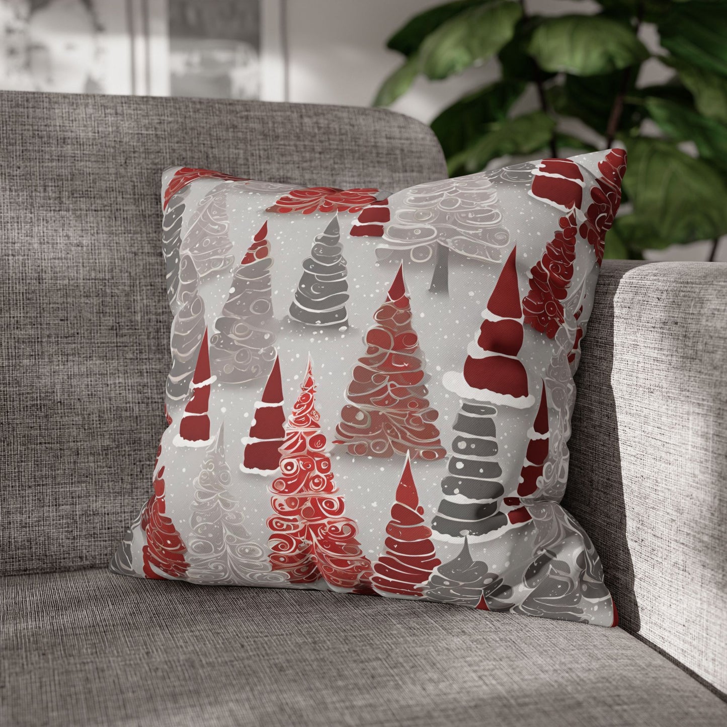 Red-y for Christmas Square Poly Canvas Pillowcase