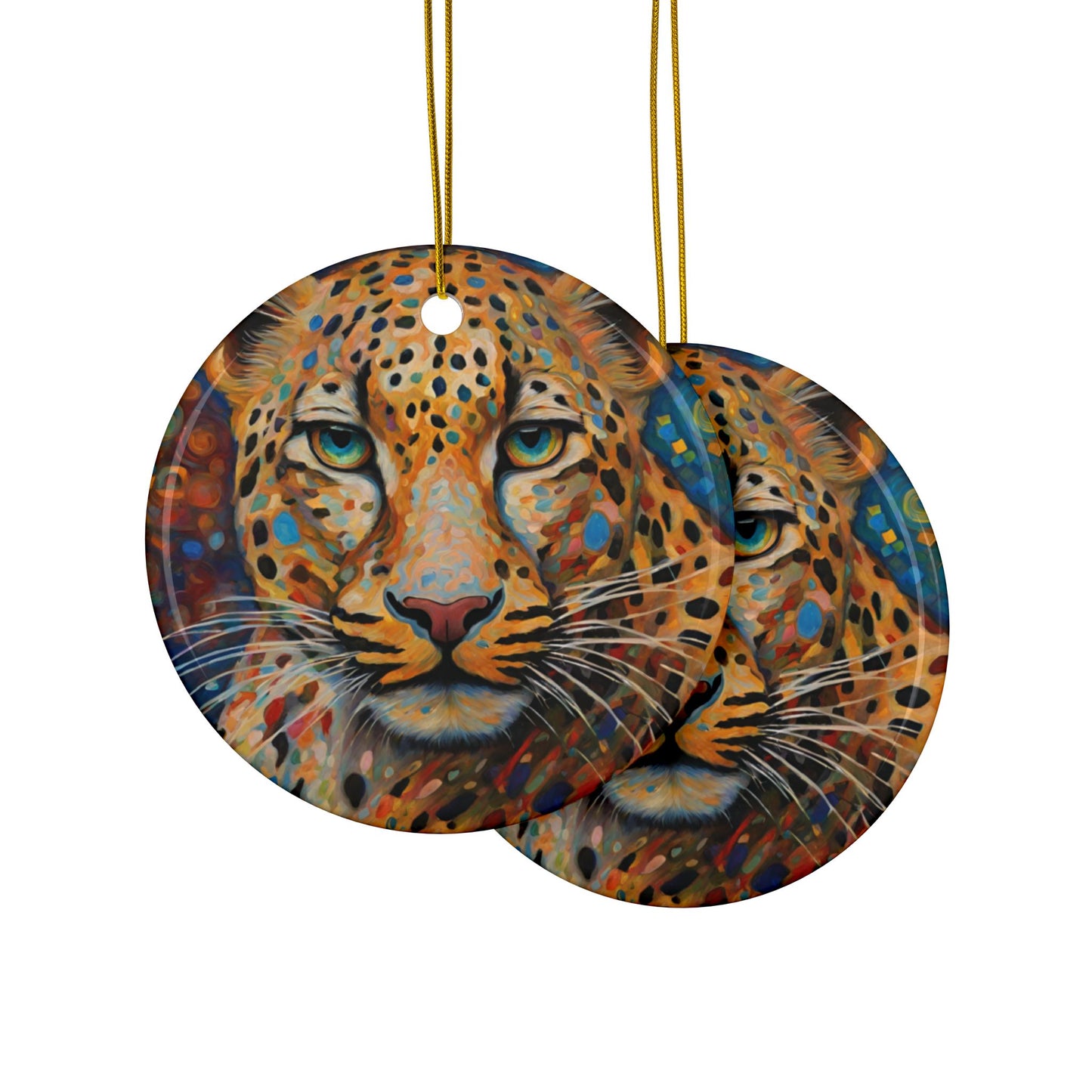 Leopard 3" Ceramic Ornaments, 2-Side Print, (1pc, 10pcs)