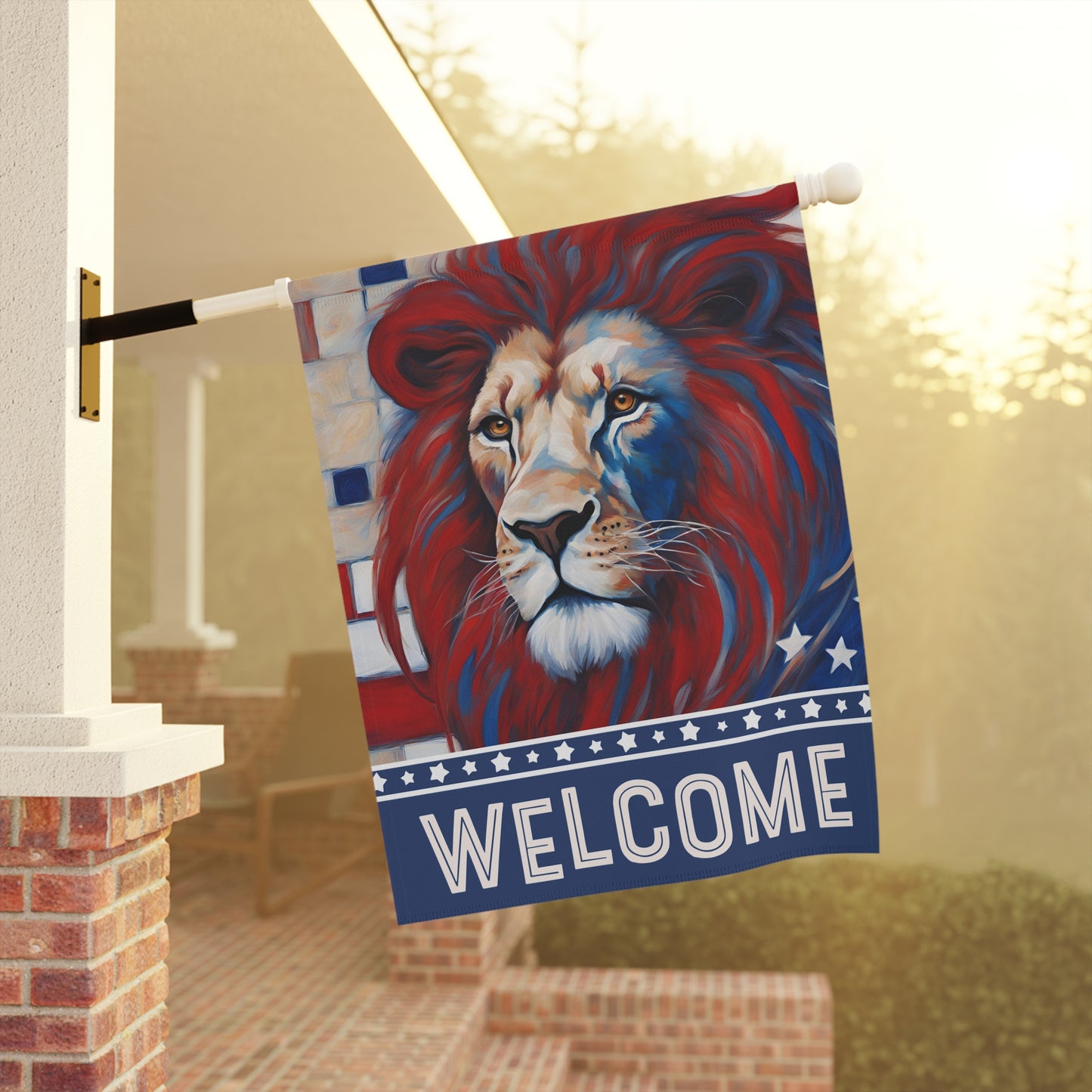 All American Lion Welcome 2-Sided Garden & House Flag/Banner