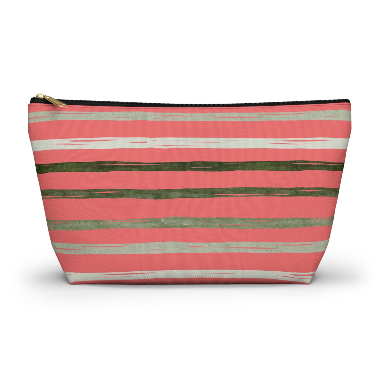 Utah Green stripes on Melon fashion makeup Accessory Pouch w T-bottom