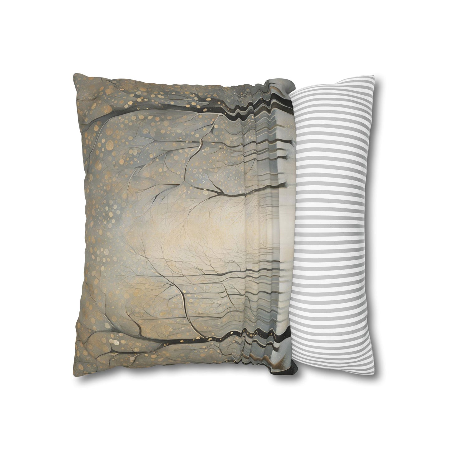 Trees in the Mist Square Poly Canvas Pillowcase