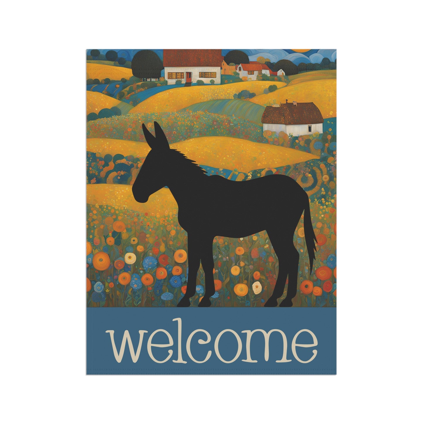 Donkey Silhouette Welcome 2-Sided Garden & House Flag/Banner