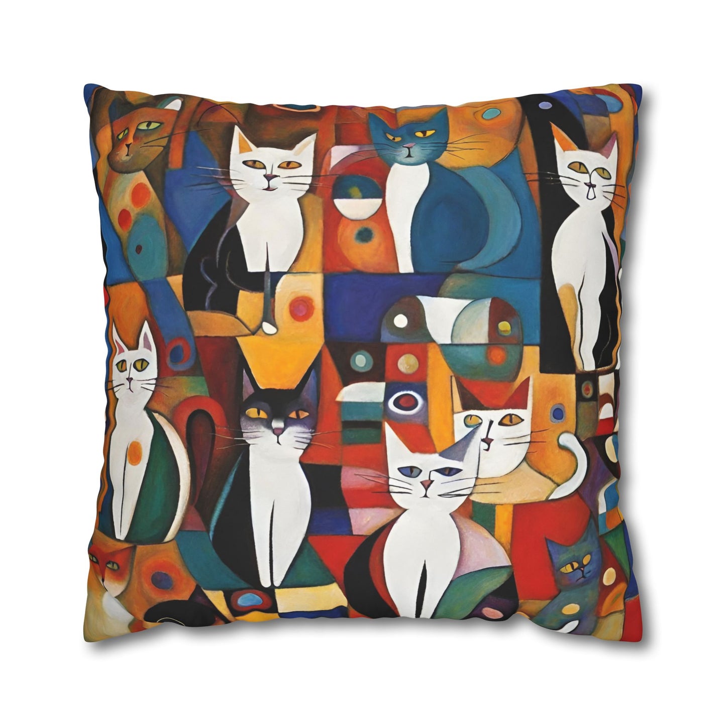 Abstract Cats Square Poly Canvas Pillowcase