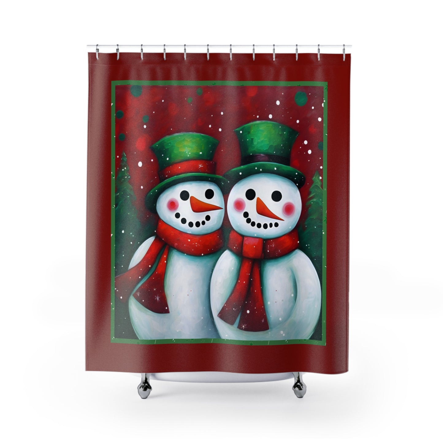 Snowman Couple Polyester Shower Curtain