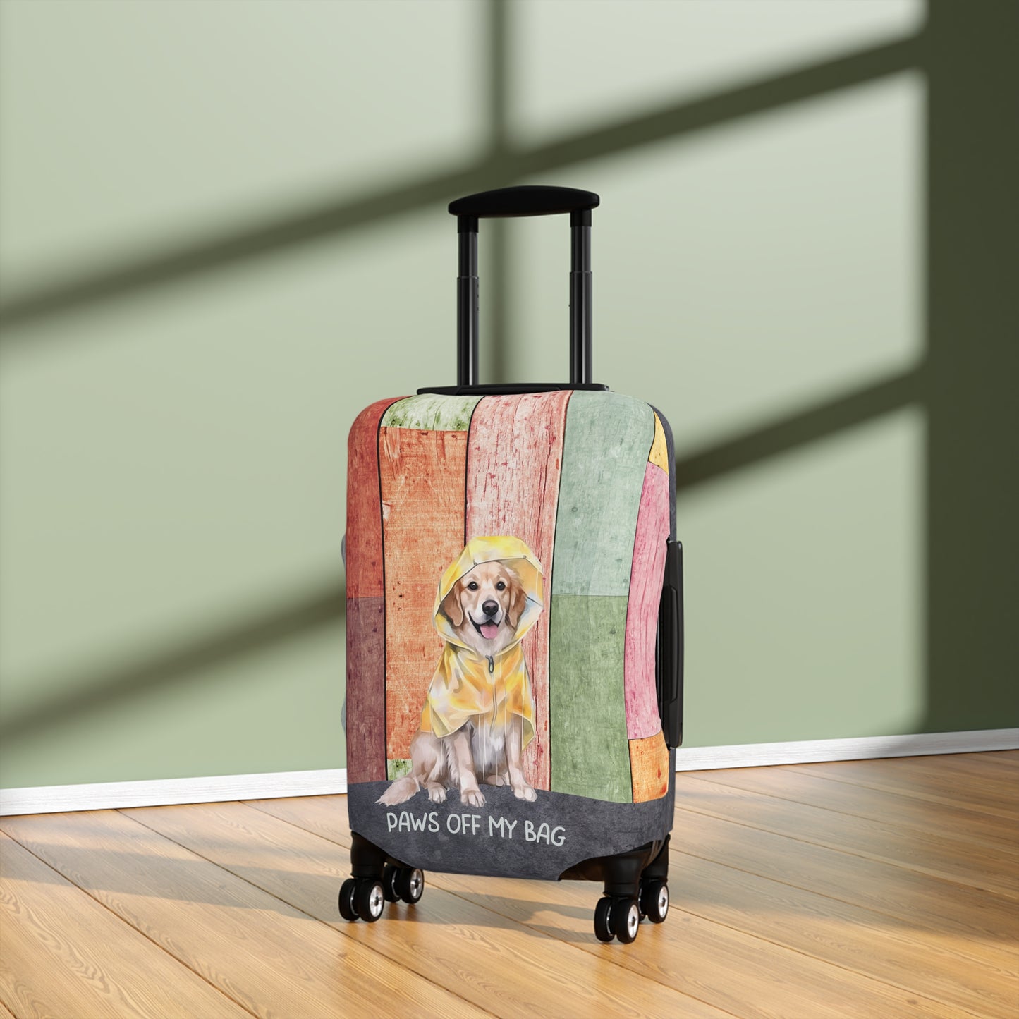 Golden Retriever in Raincoat Paws Off My Bag Luggage Cover