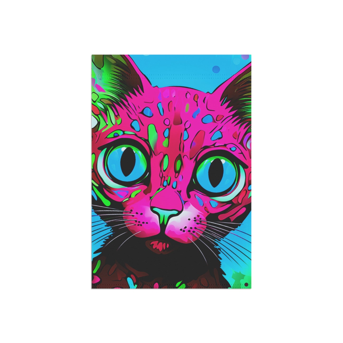 Neon Cat Face Maximalist 2-Sided Garden & House Flag/Banner