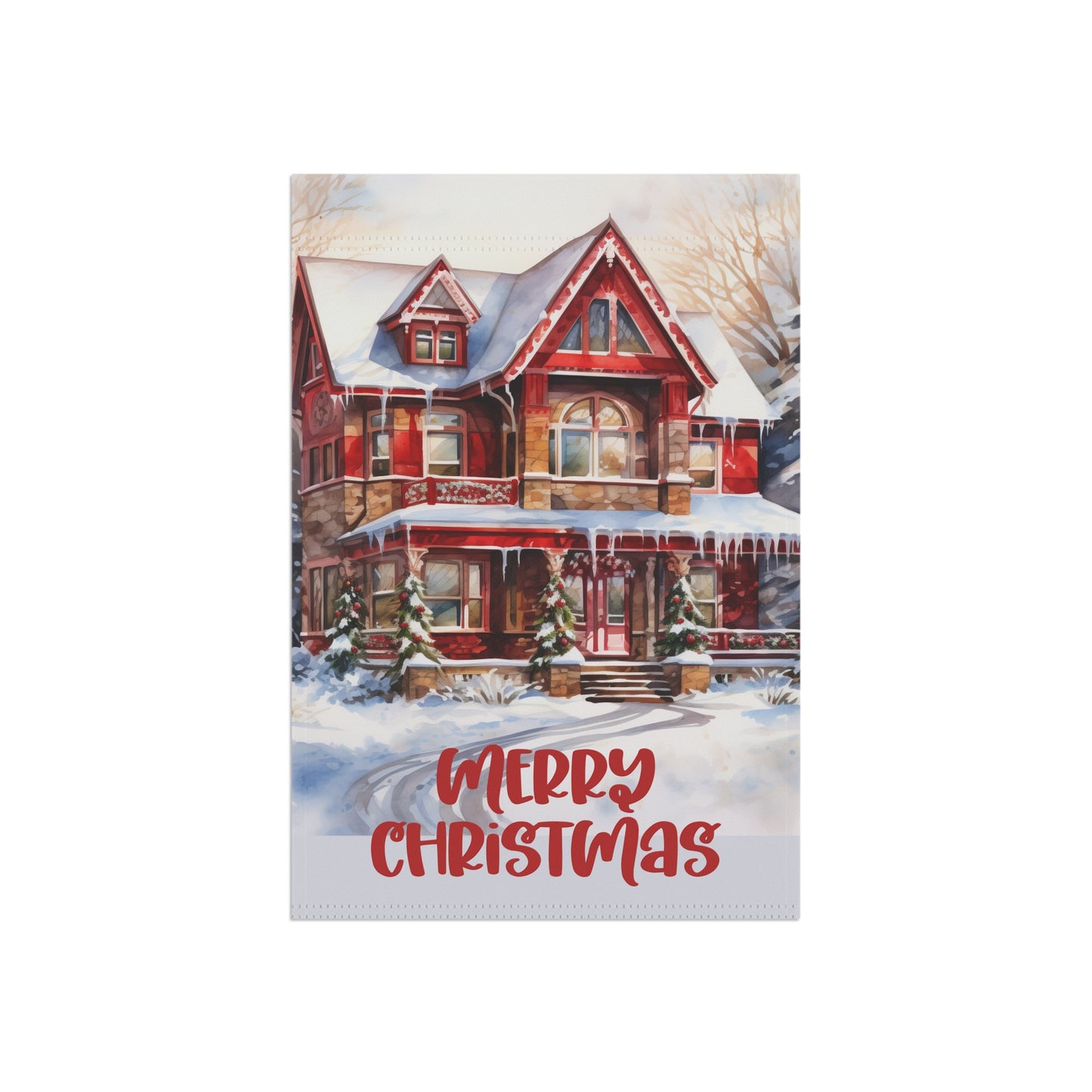 Merry Christmas Red House Garden & House Banner