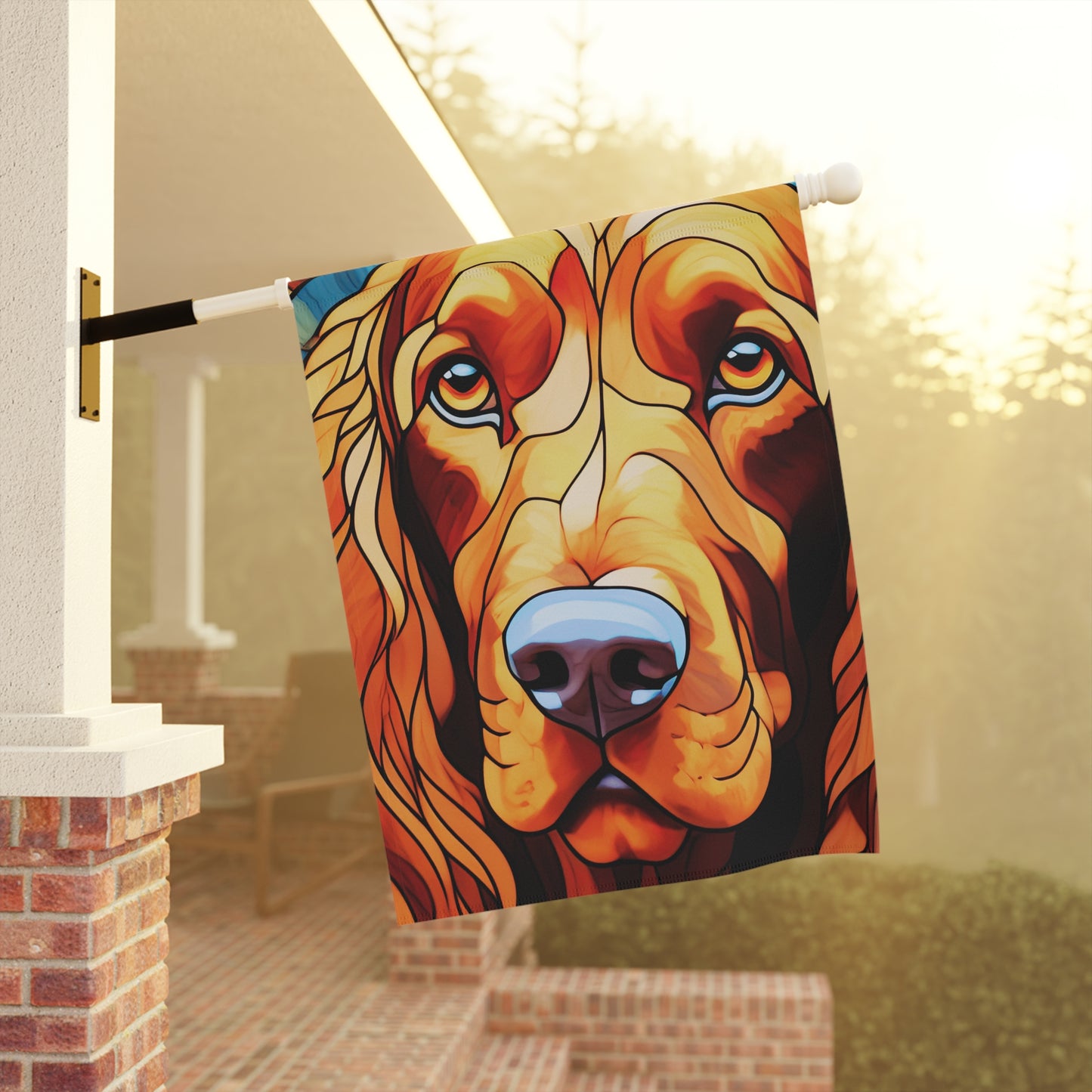 Irish Setter Face Stained Glass Look 2-Sided Garden & House Flag/Banner