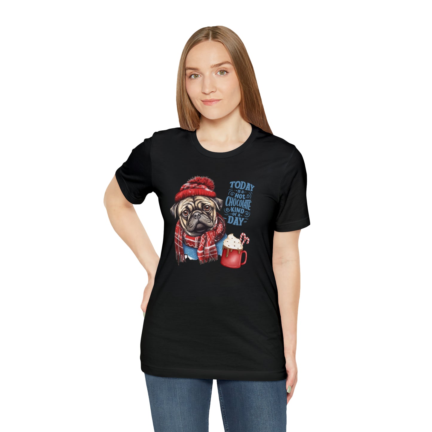 Hot Chocolate Pug Unisex Jersey Short Sleeve Tee