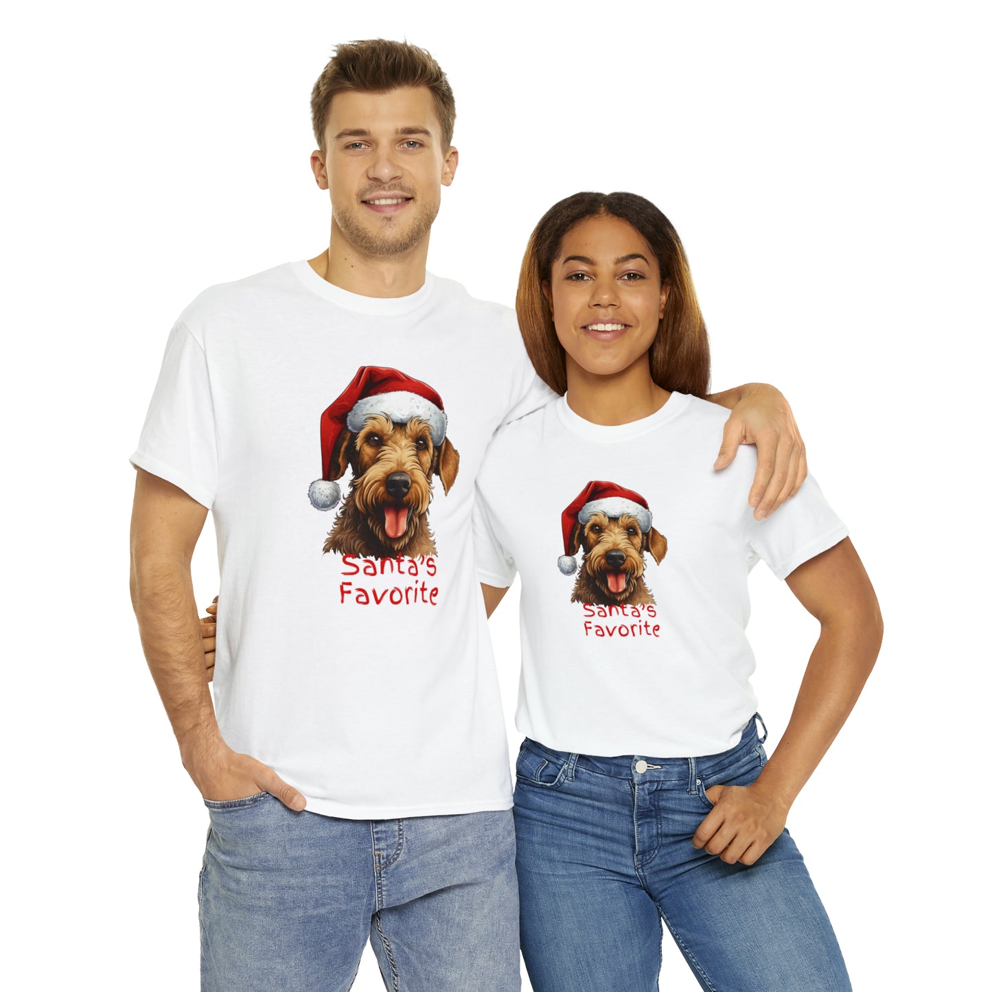 Santa's Favorite Airedale Terrier Unisex Heavy Cotton Tee