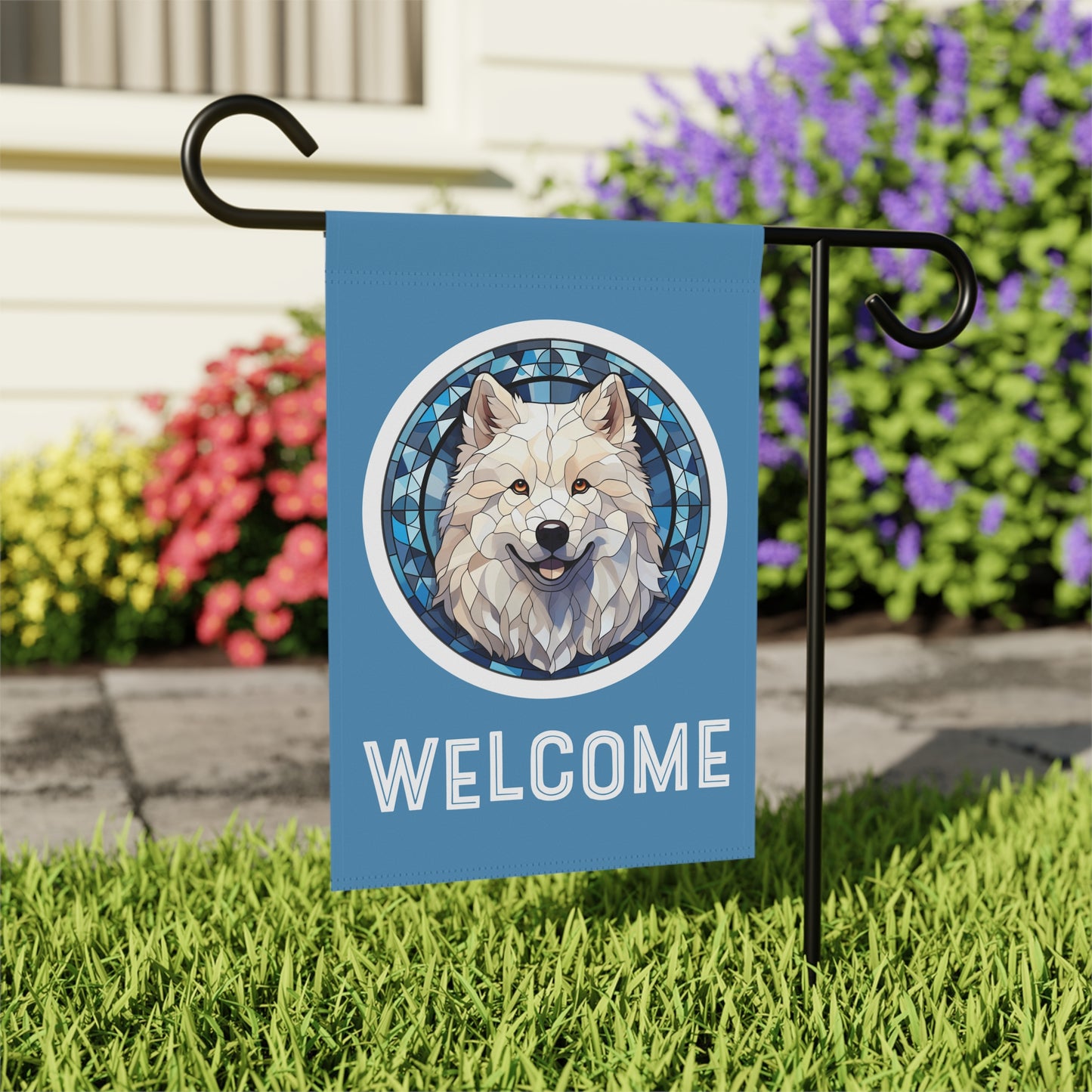 Samoyed Welcome @-Sided Garden & House Flag/Banner