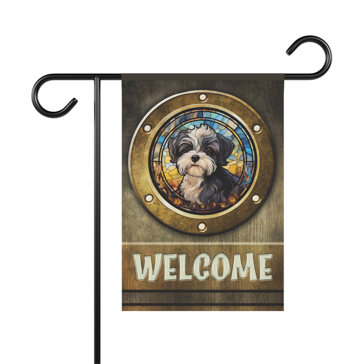 Havanese in Port Hole Welcome 2-Sided Garden & House Flag/Banner