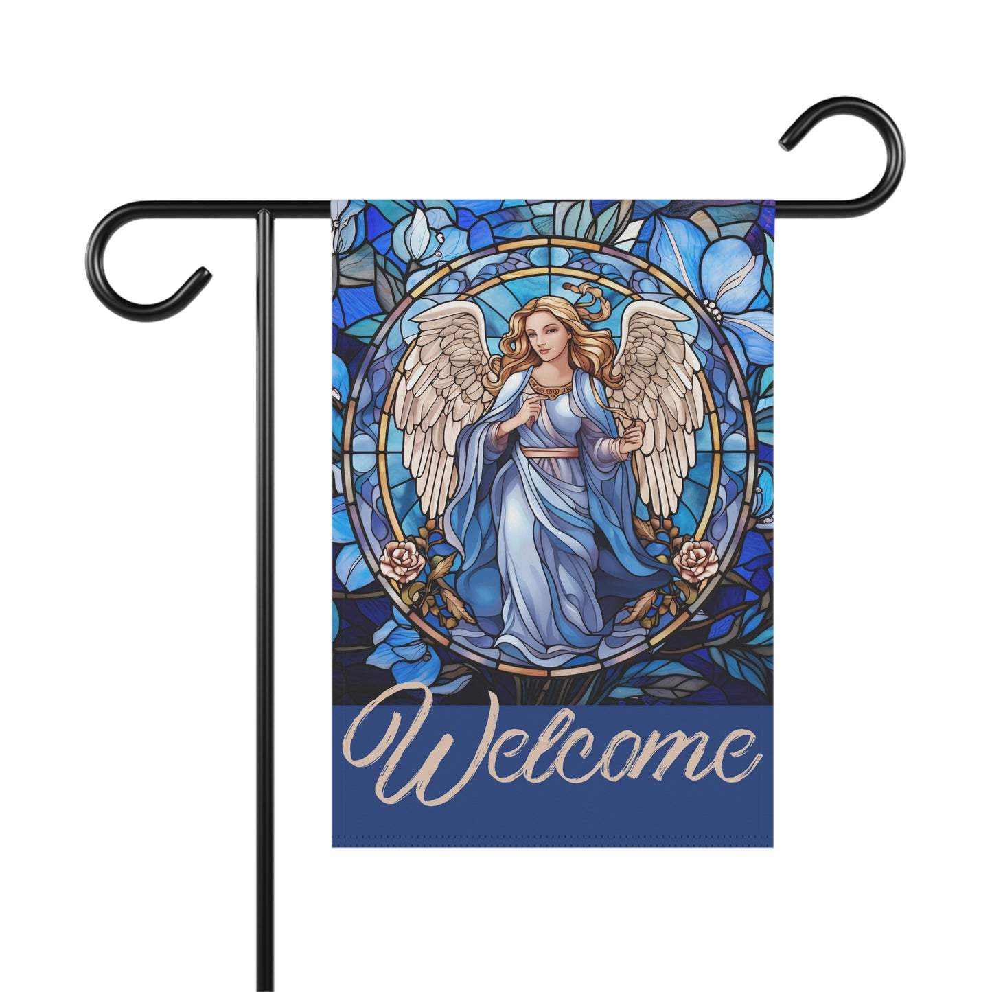 Blue Angel Floral Welcome Garden & House Flag/Banner