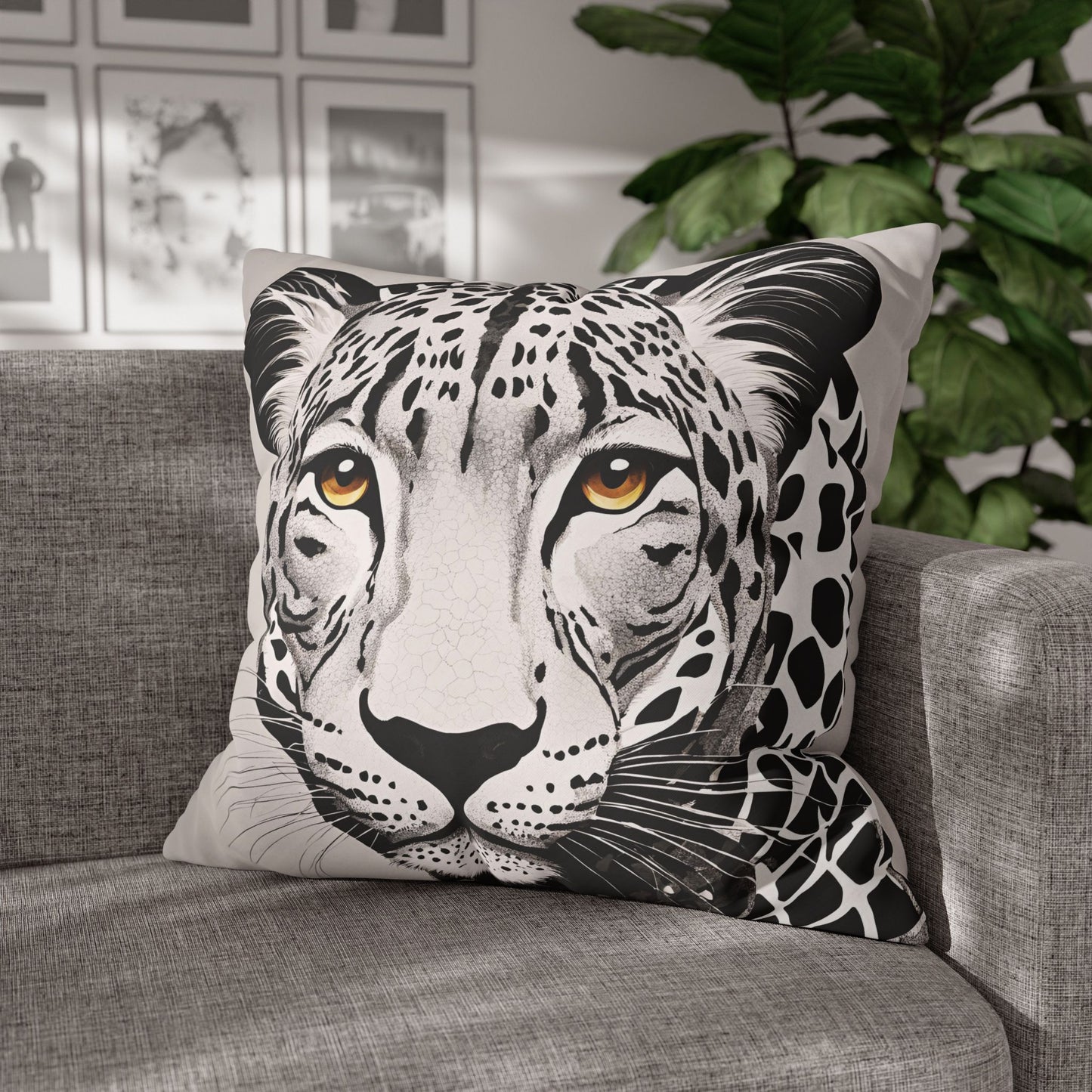 Leopard Square Poly Canvas Pillowcase