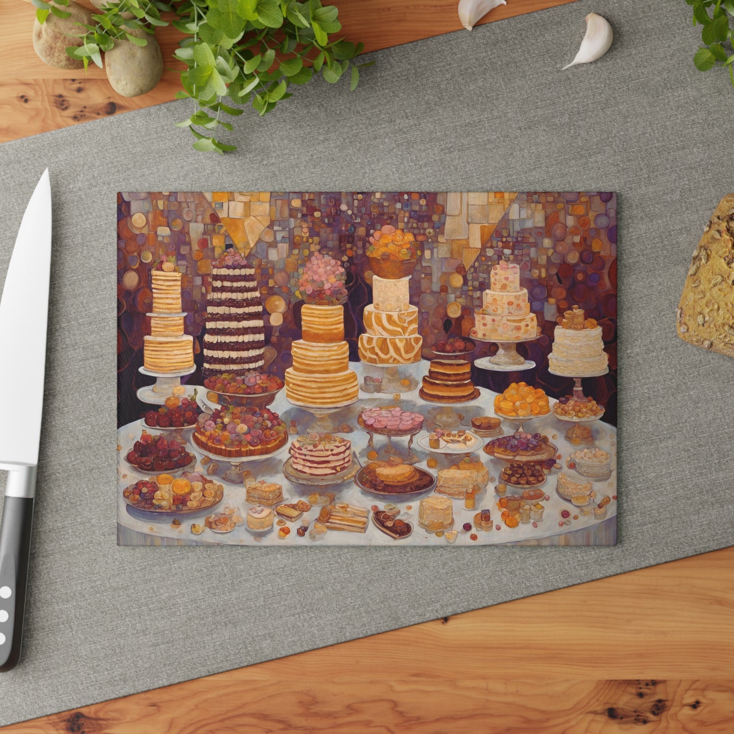 Desserts A Plenty Tempered Glass Cutting Board