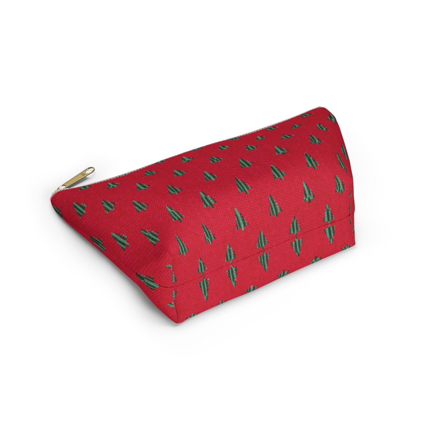 Tiny Tree Print on Red Accessory Pouch w T-bottom