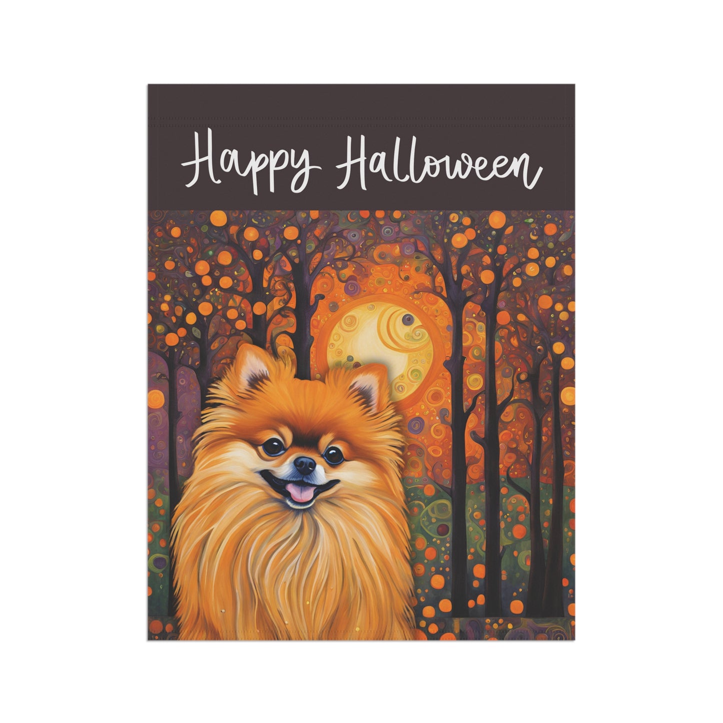 Pomeranian Happy Halloween 2-Sided Garden & House Flag/Banner