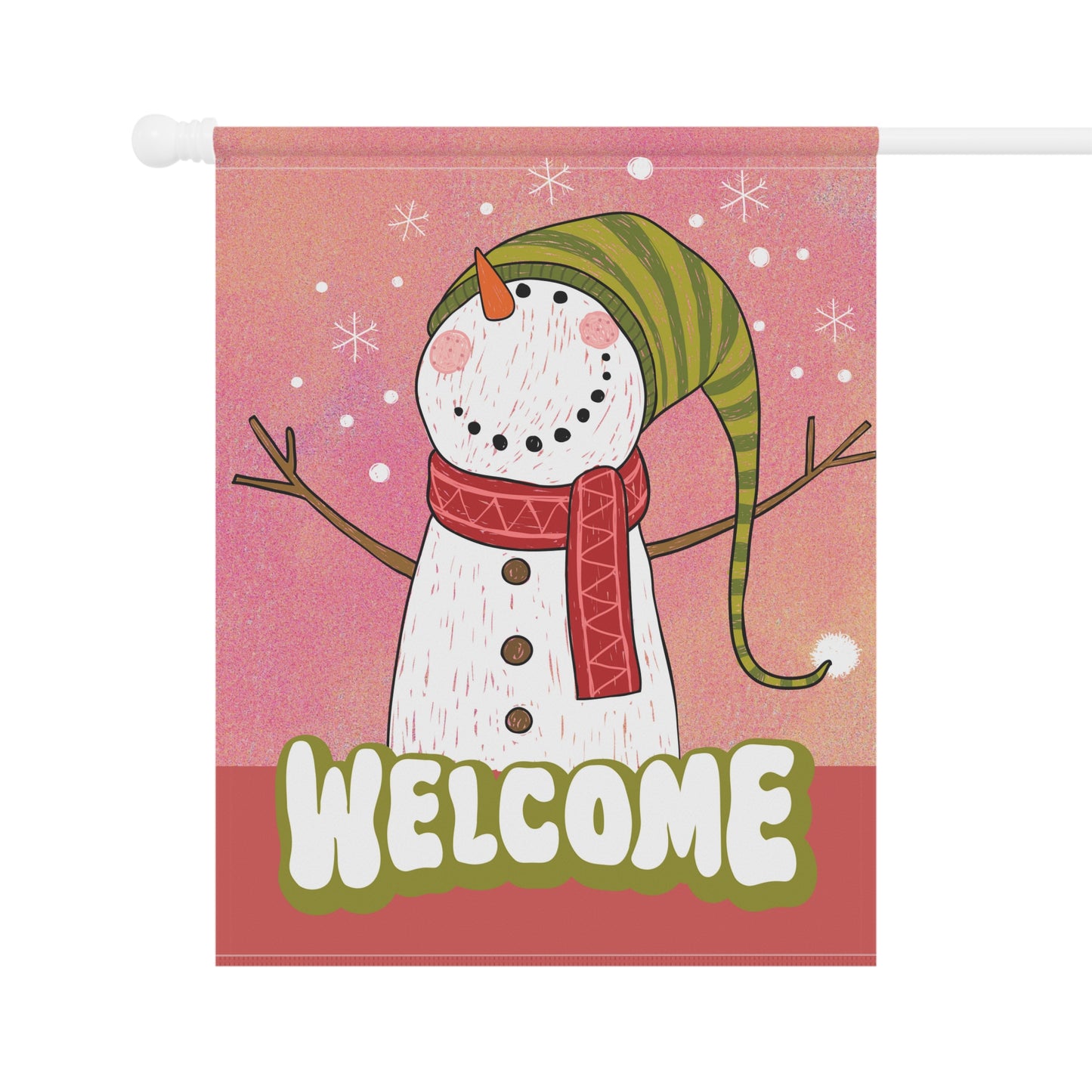 Watercolor Snowman Welcome 2-Sided Garden & House Flag/Banner