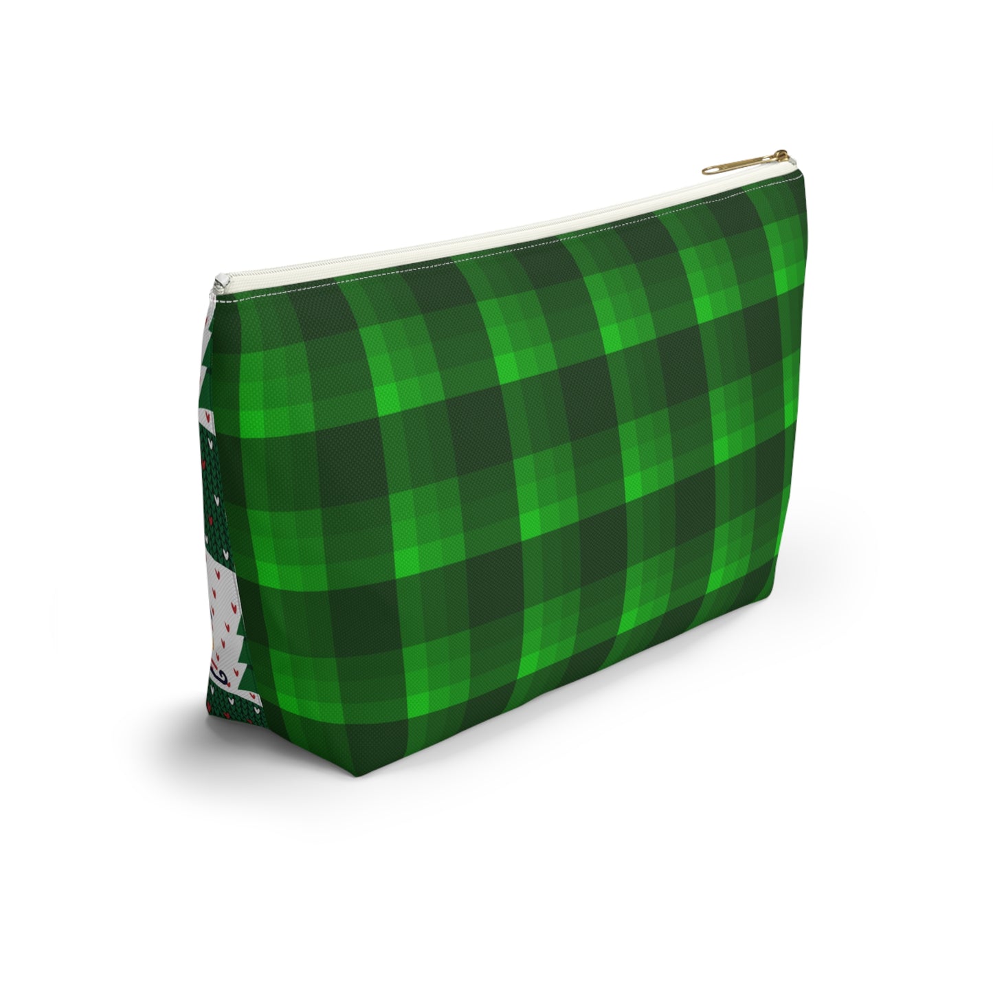 Sledding Penguins Green Plaid Accessory Pouch w T-bottom